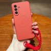 Силіконовий магнітний чохол Escase з ремінцем на Samsung Galaxy A37 5G — зелений/ліловий