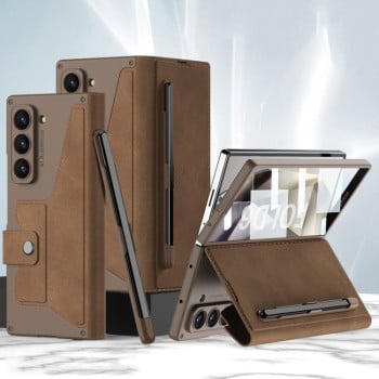 Чохол-книжка GKK Armor Flip with Pen Slot, Stylus Not Included для Samsung Galaxy Fold 6 - коричневий