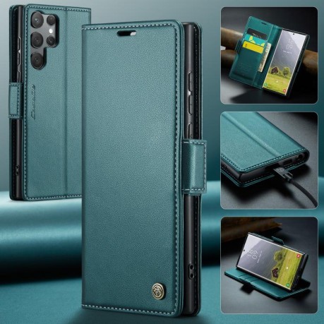 Чехол-книжка CaseMe 023 Butterfly Buckle Litchi Texture RFID Anti-theft Leather для Samsung Galaxy S25 Ultra 5G - зеленый