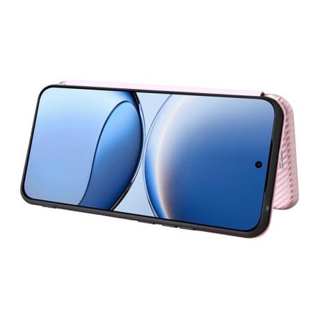 Чехол-книжка Carbon Fiber Texture на Xiaomi Poco F7 5G - розовый