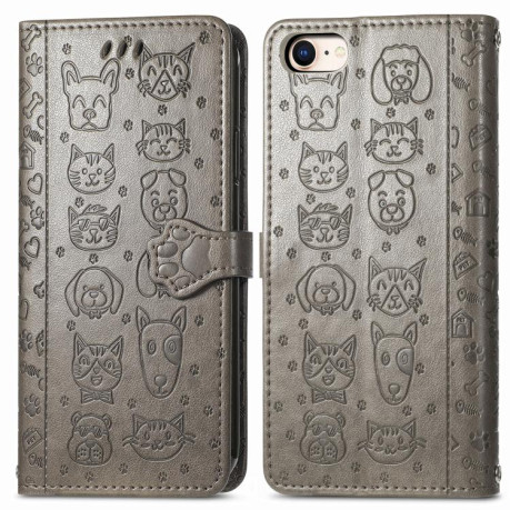 Чехол-книжка Cat and Dog для iPhone 16e - серый