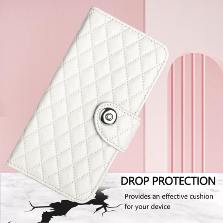 Чохол-книжка Rhombic Texture Flip Leather для OnePlus 13R/Ace 5/Ace 5 Pro - білий