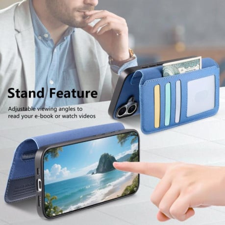 Чохол-книжка Twill Fabric з MagSafe RFID+кишенька на карт на Samsung Galaxy A07 4G / 5G - синій