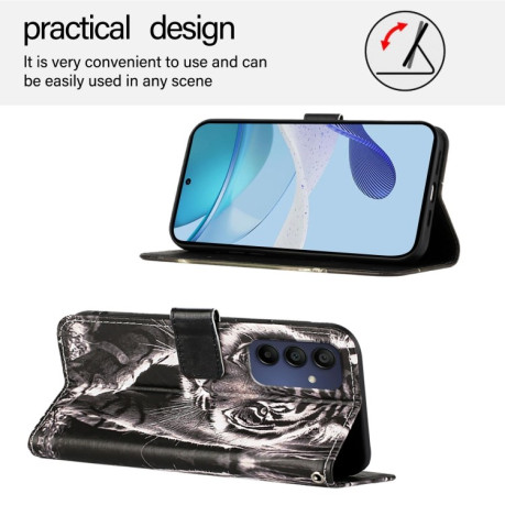 Чехол-книжка Colored Drawing Pattern Plain Weave Leather для Samsung Galaxy A16 5G - Black And White Tiger