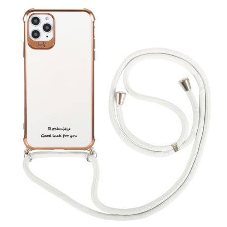 Противоударный чехол Electroplating with Lanyard для iPhone 11 Pro Max - белый