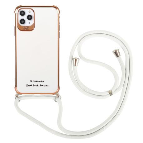 Противоударный чехол Electroplating with Lanyard для iPhone 12 Pro  - белый (с защитой камеры)