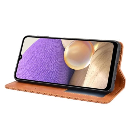 Чехол-книжка Magnetic Buckle Retro на Samsung Galaxy A32 5G- коричневый