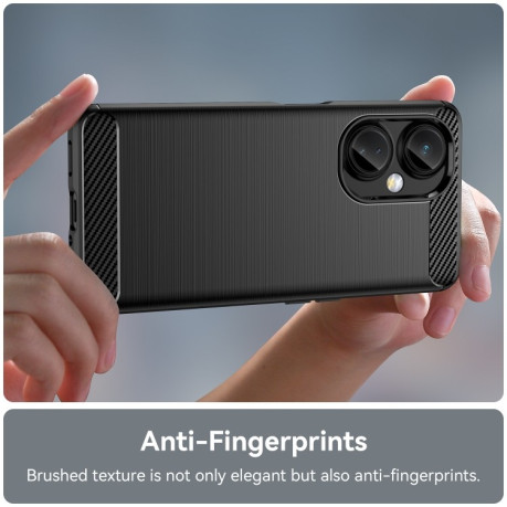 Противоударный чехол Brushed Texture Carbon Fiber на OnePlus Nord CE3 Lite - черный