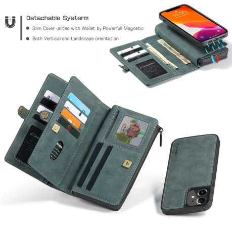 Кожаный чехол-кошелек CaseMe 018 на iPhone 12 mini - зеленый