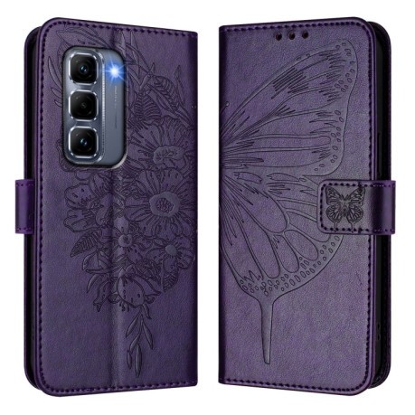 Чехол-книжка Embossed Butterfly для Infinix Hot 50 Pro+ 4G - фіолетовий