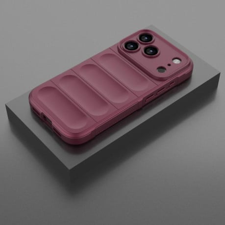 Силіконовий чохол Magic Flannel на iPhone 17 Pro – винно-червоний