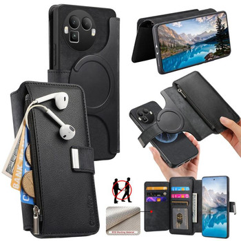 Чохол-книжка CaseNeo MagSafe RFID Anti-theft Zipper Wallet Retro Leather на Realme GT 8 Pro Global — чорний