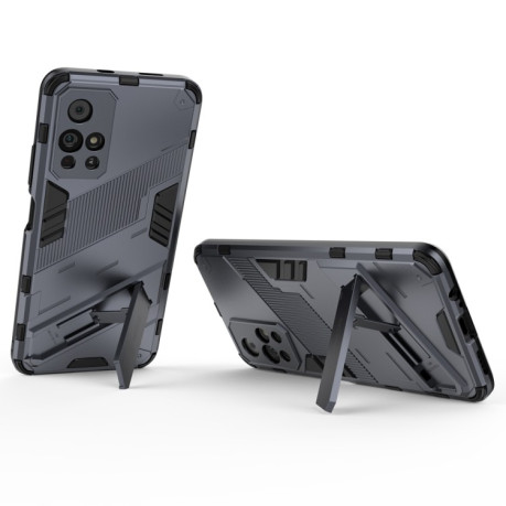 Противоударный чехол Punk Armor для Xiaomi Poco M4 Pro 5G - серый