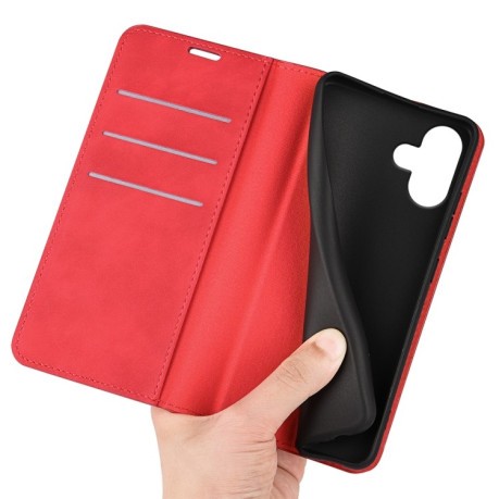 Чехол-книжка Retro Skin Feel Business Magnetic на iPhone 16 - красный