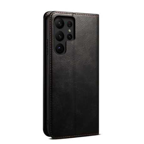 Чехол-книжка Simple Wax Crazy Horse для Samsung Galaxy S25 Ultra 5G - черный