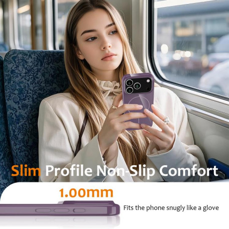 Противоударный чехол Glossy TPU Shockproof MagSafe на iPhone 17 Pro - фиолетовый