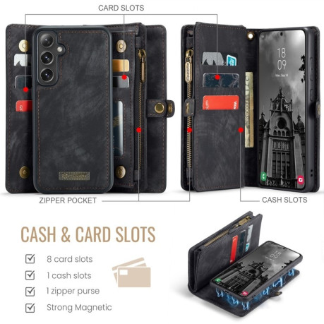 Чехол-кошелек CaseMe 008 Series Zipper Style на Samsung Galaxy S24 FE 5G - черный
