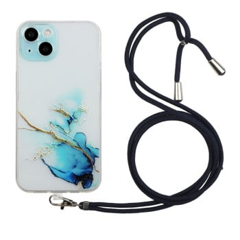 Чехол Hollow Marble Pattern with Neck для  iPhone 14 Plus  - синий