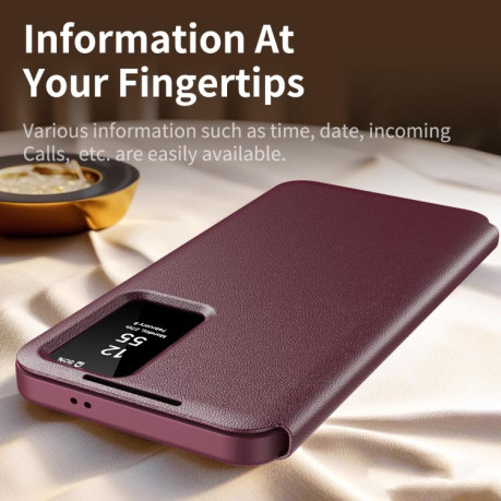 Чохол-книжка Smart View Window Leather  для Samsung Galaxy S25+ 5G - червоний