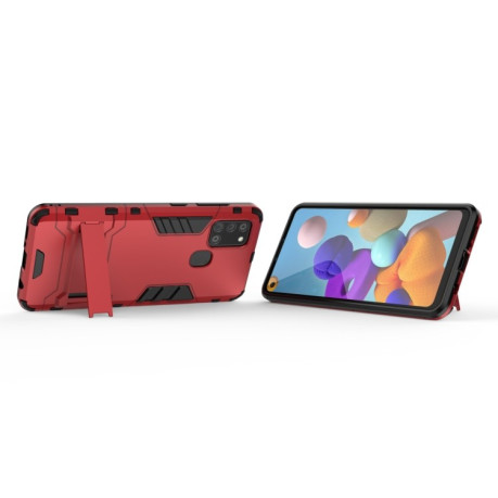 Противоударный чехол Invisible Holder на Samsung Galaxy A21s - красный