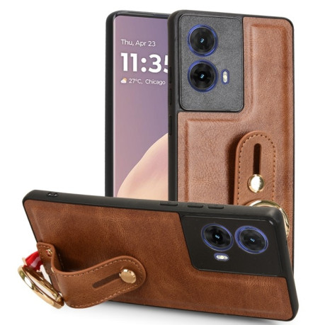 Протиударний чохол Wristband Leather Back для Motorola Moto G85 5G - коричневий