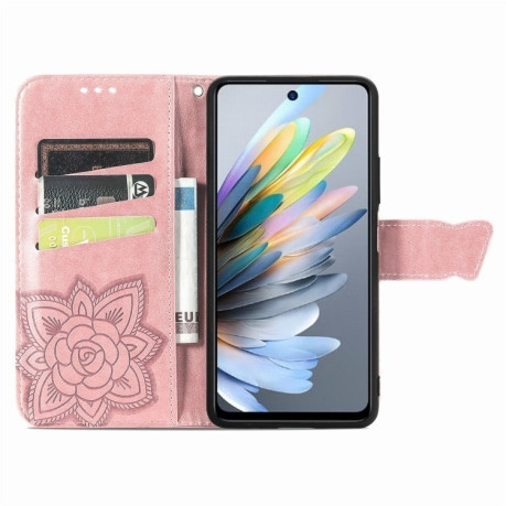 Чехол-книжка Butterfly Love Flower Embossed для Motorola Moto G35 - розовый