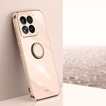 Чохол XINLI Straight Edge з тримачем-підставкою на Xiaomi 14 - рожевий