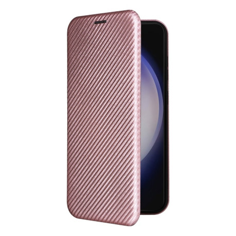 Чехол-книжка Carbon Fiber Texture на Samsung Galaxy S24 5G - розовый