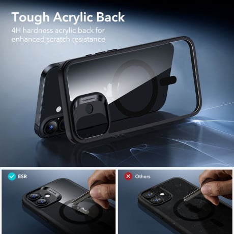 Оигинальный чехол ESR Classic Hybrid с MagSafe + накладка на клавишу на iPhone 17 - Clear Black