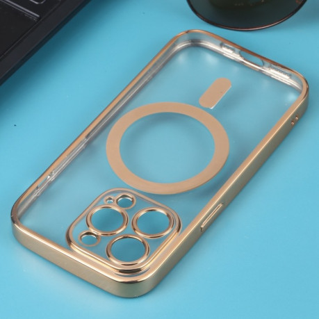 Противоударный чехол MagSafe Electroplating Straight для iPhone 14 Pro Max - золотой