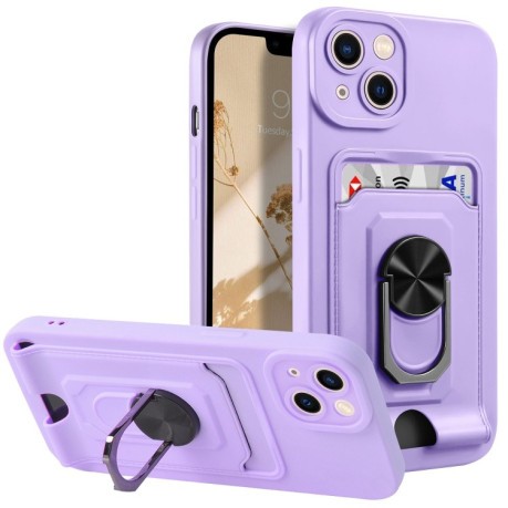 Противоударный чехол Ring Kickstand для iPhone 14 - фиолетовый