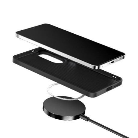 Чохол ABEEL C Carbon Fiber Series 6D Micro Relief MagSafe на Samsung Galaxy S25 Edge 5G - чорно-червоний