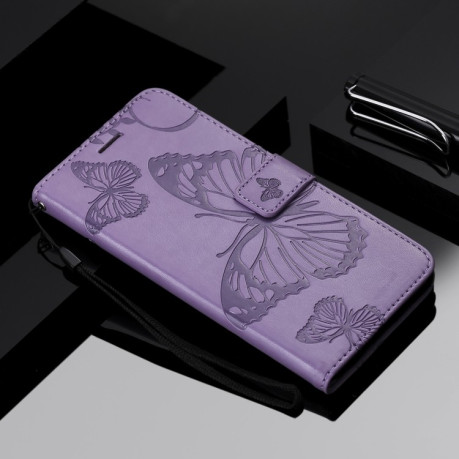 Чехол-книжка Embossed Butterfly для OPPO A53 (2020) / A53s / A33 (2020) / A32 3D - фиолетовый