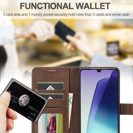 Чоловіча книжка LCIMEEKE Calf Texture на Xiaomi Redmi A4 5G - кавовий