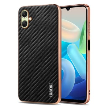 Ударозахисний чохол AZNS Electroplated Edge Carbon Fiber Texture на Samsung Galaxy A08 5G / A07 5G — чорний