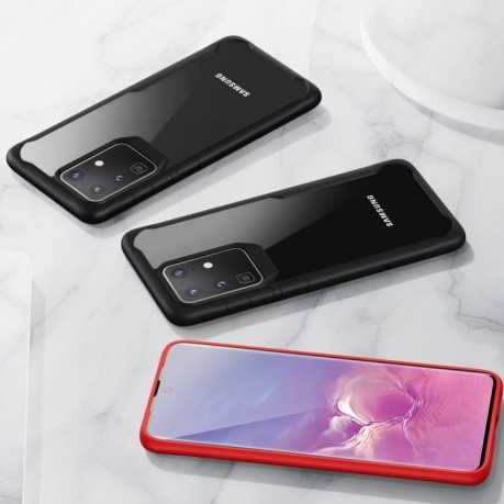 Противоударный чехол HMC Transparent  Full Coverage на Samsung Galaxy S20 Ultra- красный