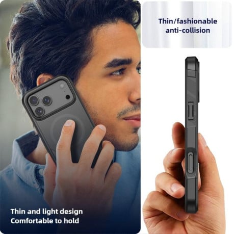 Противоударный чехол Kalebol 2 in 1 Matte с MagSafe на iPhone 17 Pro - черный