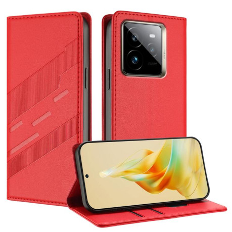 Чехол-книжка Embossed Multi-functional Wallet Retro Leather на Realme GT7 Pro - красный