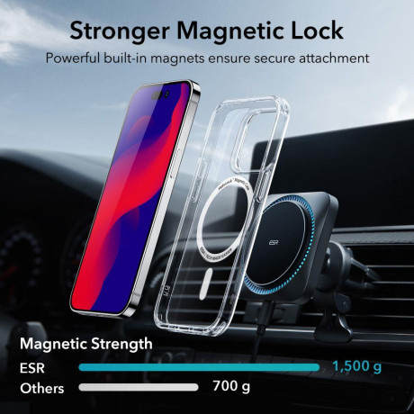 Оригинальный чехол ESR Classic Hybrid Case Black with HaloLock (MagSafe) на iPhone 14 Pro - прозрачный