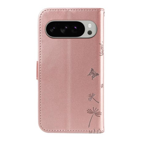 Чехол-книжка с тиснением Dandelion и магнитным хлястиком на Google Pixel 10 Pro XL 5G Global - розовое золото
