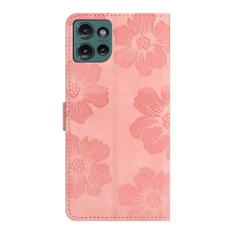Чехол-книжка Flower Embossing Pattern для Motorola Edge 50 5G - розовый