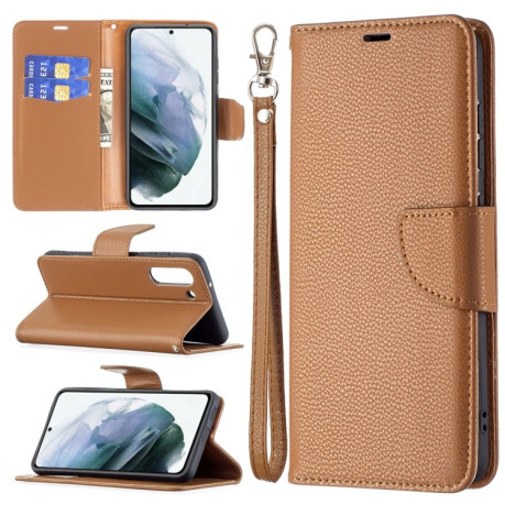 Чохол-книжка Litchi Texture Pure Color Samsung Galaxy S21 FE - коричневий