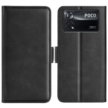 Чехол-книжка с двусторонней магнитной застёжкой на Xiaomi Poco X4 Pro 5G - чорний
