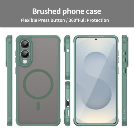 Протиударний чохол Fan Dun Series TPU Hybrid PC Frosted Magsafe для Samsung Galaxy S25 Edge 5G - зелений
