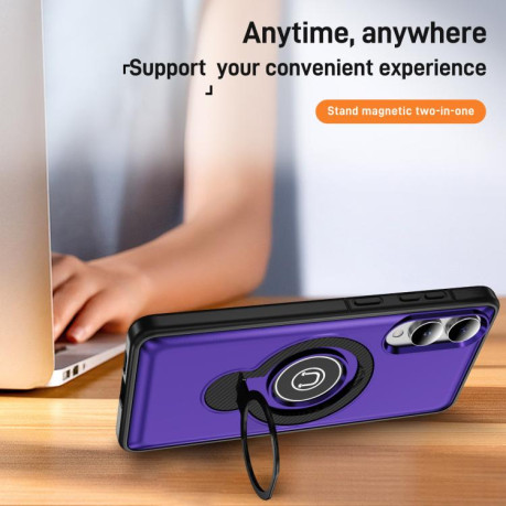 Протиударний чохол Ring Holder Magnetic для Samsung Galaxy S25 Edge 5G - фіолетовий