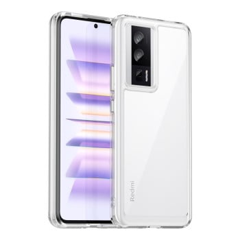 Противоударный чехол  Colorful Acrylic Series с цветной силиконовой боковиной на Xiaomi Poco F5 Pro - прозрачный