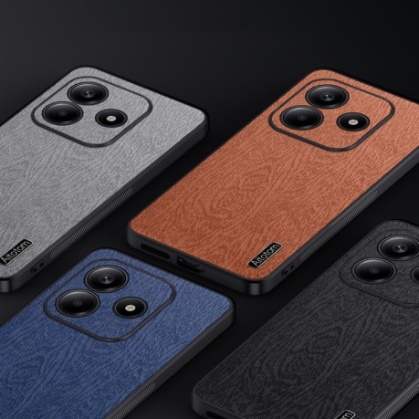 Чехол Tree Bark Leather Shockproof для Xiaomi Redmi Note 14 5G - синий