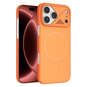 Чехол Ultra-thin Gold Armor PC Magnetic на iPhone 18 Pro Max — оранжевый