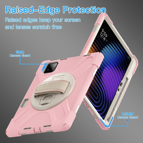 Чехол Rotatable Holder Silicone Hybrid PC для Xiaomi Pad 7 / 7 Pro - розовый