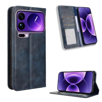 Чехол-книжка Magnetic Buckle Retro Crazy Horse Texture на Xiaomi 17 Pro — синий